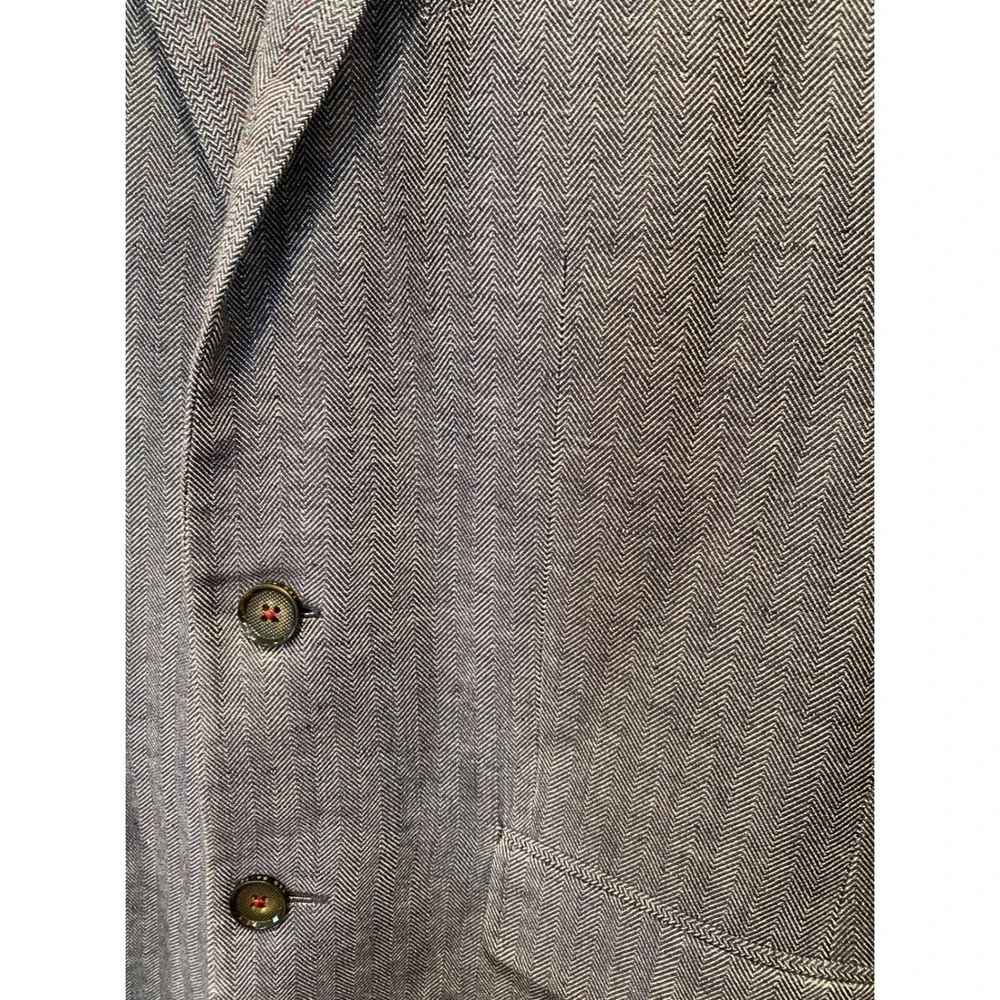 Ted Baker London Mens Gray‎ Herringbone Cotton Linen Blazer Jacket Size 3 38R
